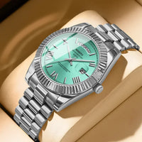 Elegante Herren Armbanduhr mit Datum – Türkisblau