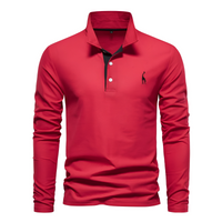 Antoine - Langärmeliges Herren-Poloshirt für den Alltag – Rot