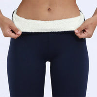 Warme Winterleggings mit Lammfell für Damen – Blau