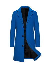 Eleganter langer Wollmantel für Herren | Hochwertig und warm für formelle Anlässe – Blau