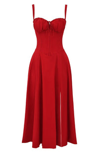 Amara - Florales Midi-Kleid – Rot