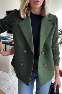 Damen Strickblazer Elegant - Leichte Business Jacke – Tannengrün