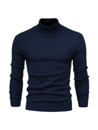 Eleganter Herren Rollkragenpullover aus Merinowolle – Dunkelblau