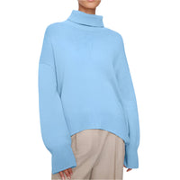 Warmer Damen Rollkragen-Pullover aus Strick | Weicher Winter-Pullover – Hellblau