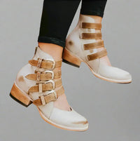 Zinnia | Klassische Lederschuhe mit Schnalle im Vintage-Stil – Weiß