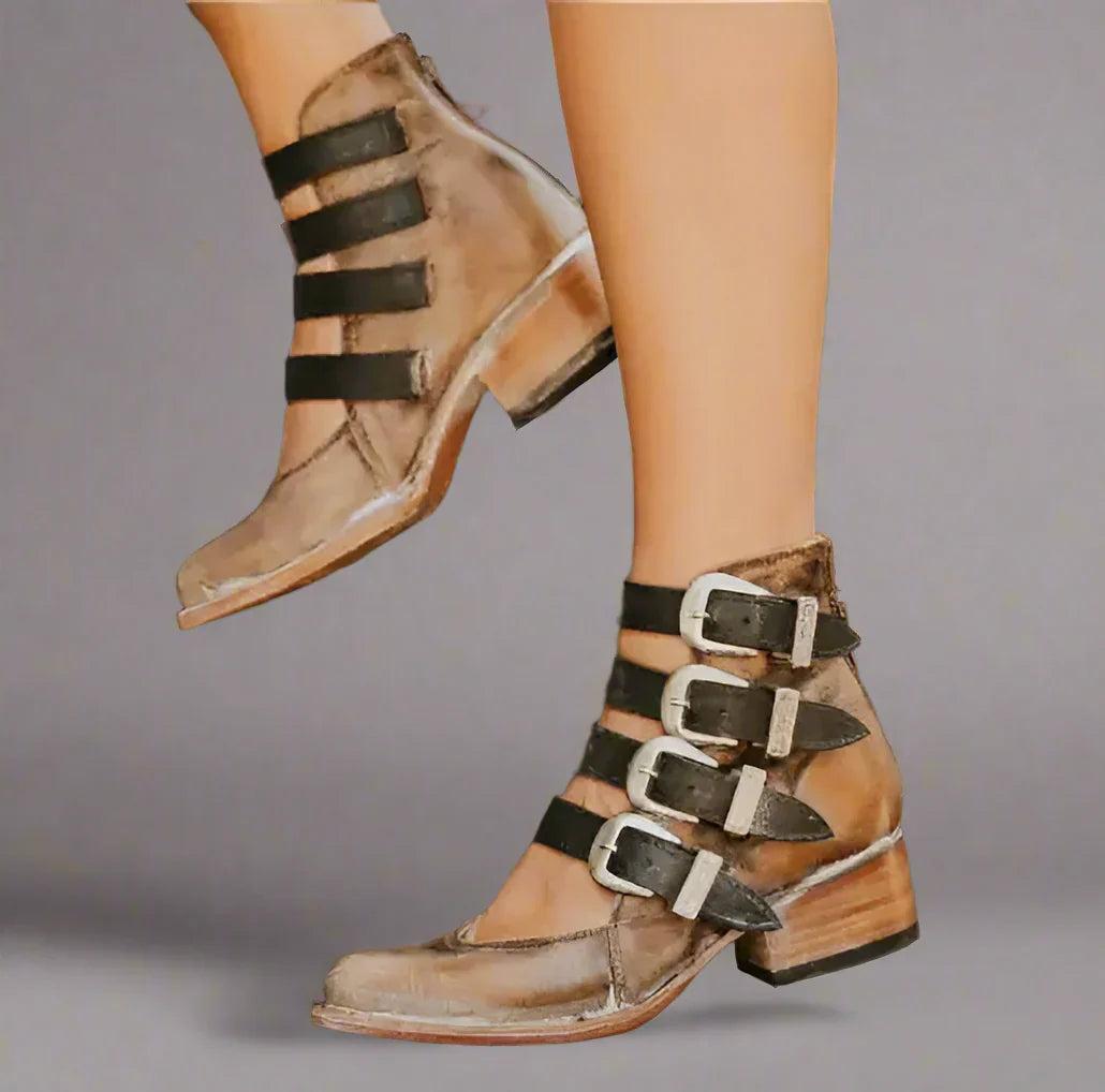Zinnia | Klassische Lederschuhe mit Schnalle im Vintage-Stil