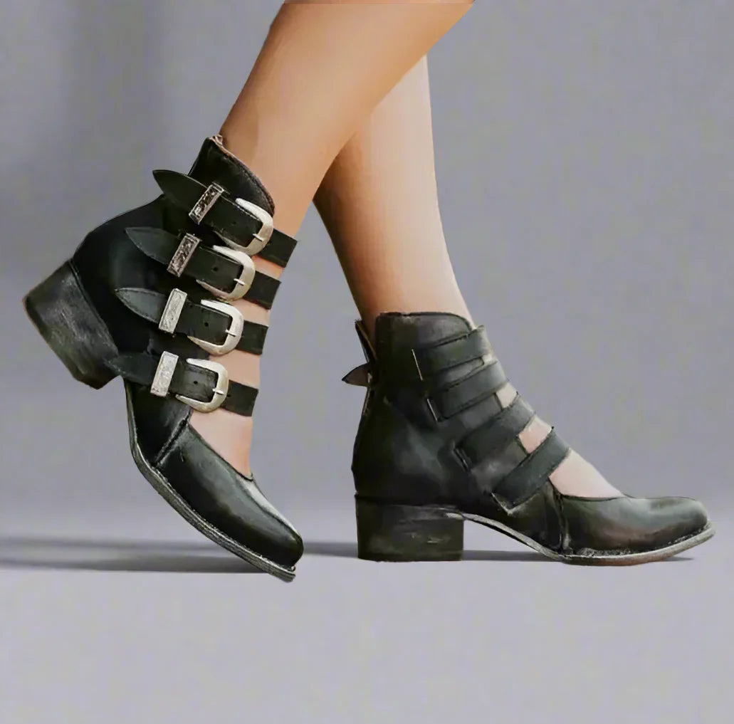 Zinnia | Klassische Lederschuhe mit Schnalle im Vintage-Stil