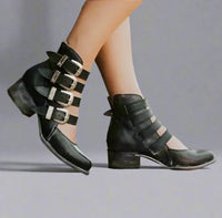 Zinnia | Vintage Lederschuhe mit Schnalle – Schwarz