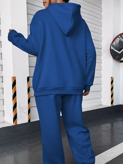 Bequemes Damen Loungewear-Set | Kapuzenpullover & Jogginghose | Warmer Fleece-Stoff