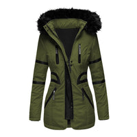 Eleganter Damen Winter-Kapuzenmantel mit Wollanteil – Grün