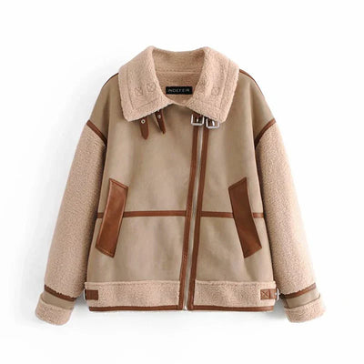 Wirinse | Damen Lederjacke aus Lammfell Warm Modisch Winterjacke