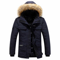 Klesronis | Herren Winterparka mit Fellkragen – Schwarz-Blau