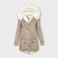 Ivanelle – Winterjacke mit Fellkapuze – Beige