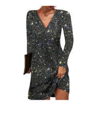 Hannah | Pailletten Cocktailkleid – Dunkelgrau