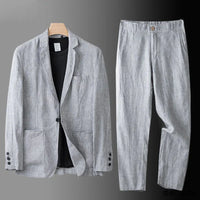 KÄTHE - ENSEMBLE AUS BLAZER UND LEINENHOSE – Grau
