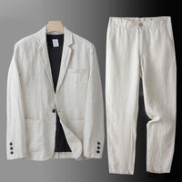 JOHANNES - SET BLAZER UND GERADE HOSE – Beige