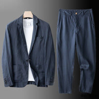 JOHANNES - SET BLAZER UND GERADE HOSE – Blau