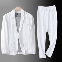 JOHANNES - SET BLAZER UND GERADE HOSE – Weiß