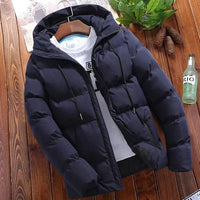 Ruub | Wattierte Winterjacke für Herren mit Kapuze und Kordelzug – Bleu marine