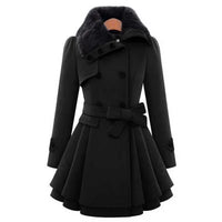 Daisy | Sherpa-Mantel aus Wolle – Schwarz
