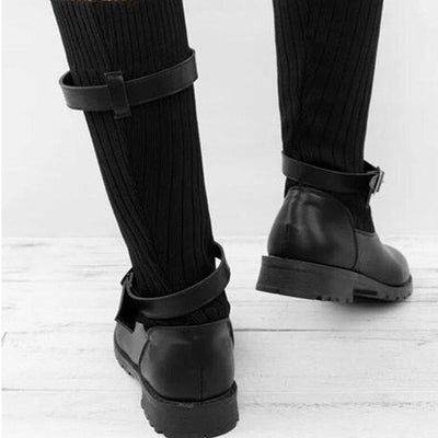 Poirila | Warme Wolle strickende Lederstiefel für Frauen