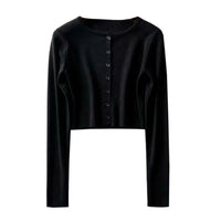 Erika | Crop-Top-Pullover mit Knöpfen – Schwarz