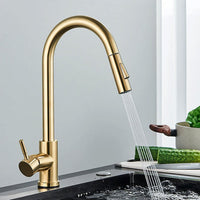 Weisbad Küchenarmatur | Sommer Luxus RVS Spülenarmatur mit ausziehbarem Schlauch – Gold