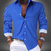 Gregor | Elegantes Herrenhemd mit dezentem Streifenlook – Blau