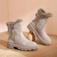 Damen Winter Thermo-Knöchel Stiefel | Warme – Beige