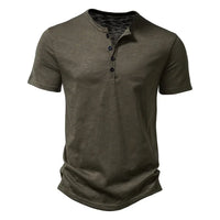 Theo | Herren Kragen-T-Shirt – Armee grün