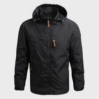 Regenjacke mit Kapuze für Herren | Wasserdicht – Schwarz
