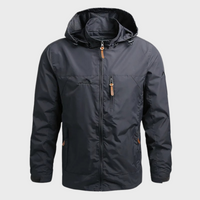 Regenjacke mit Kapuze für Herren | Wasserdicht – Grau