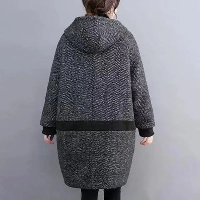 Yaraj | Warmer Vintage-Mantel mit Kapuze für Damen
