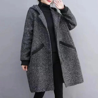 Yaraj | Warmer Vintage-Mantel mit Kapuze für Damen