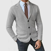 Herren Lässig Strick Blazer | Schlanke Passform – Hellgrau