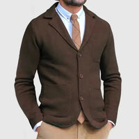 Herren Lässig Strick Blazer | Schlanke Passform – Dunkelbraun