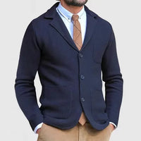 Herren Lässig Strick Blazer | Schlanke Passform – Dunkelblau