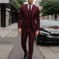 Abenner - Eleganter dreiteiliger Anzug – Dunkelrot
