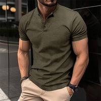 Herren Kurzarm Knöpfen Poloshirt – Oliv
