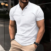 Herren Kurzarm Knöpfen Poloshirt – Weiß