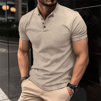 Herren Kurzarm Knöpfen Poloshirt – Beige