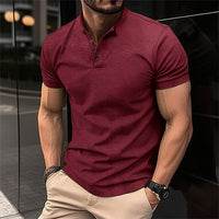 Herren Kurzarm Knöpfen Poloshirt – Bordeaux