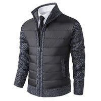 Herren-Steppjacke mit gerippten Ärmeln – Dunkelgrau