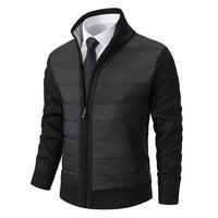 Herren-Steppjacke mit gerippten Ärmeln – Schwarz