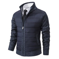 Dieter | Moderne Daunenjacke mit Strickärmeln – Marine