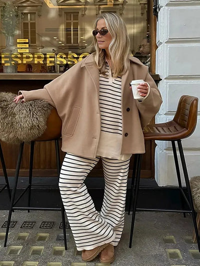 Wivose | Oversize modische dicke und warme Damenjacke aus Kaschmirwolle