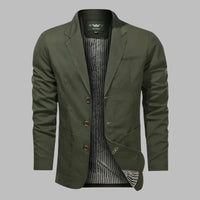 Sakko für Herren - Sommerlicher Blazer mit Knöpfen für heiße Tage – Militärgrün