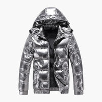 Herren Winterjacke mit Kapuze – Silber