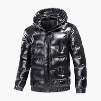 Herren Winterjacke mit Kapuze – Schwarz