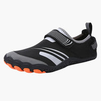 Herren Barfußschuhe mit Hakenband – Schwarz / Orange